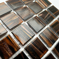 Kultasuoninen lasimosaiikki 20mm suklaa - mosaicshop