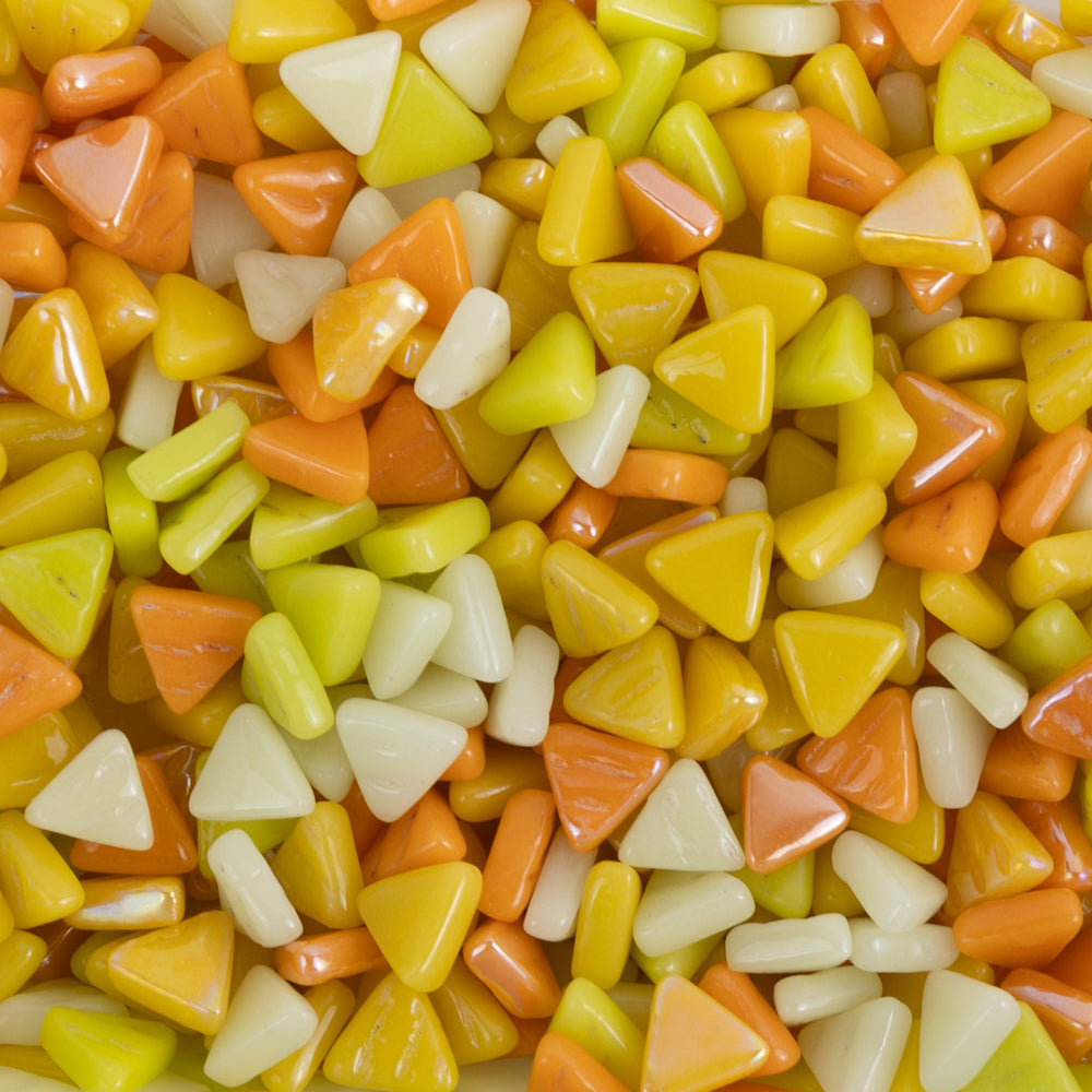 Mini Glass Mosaic Triangle Yellow Mix