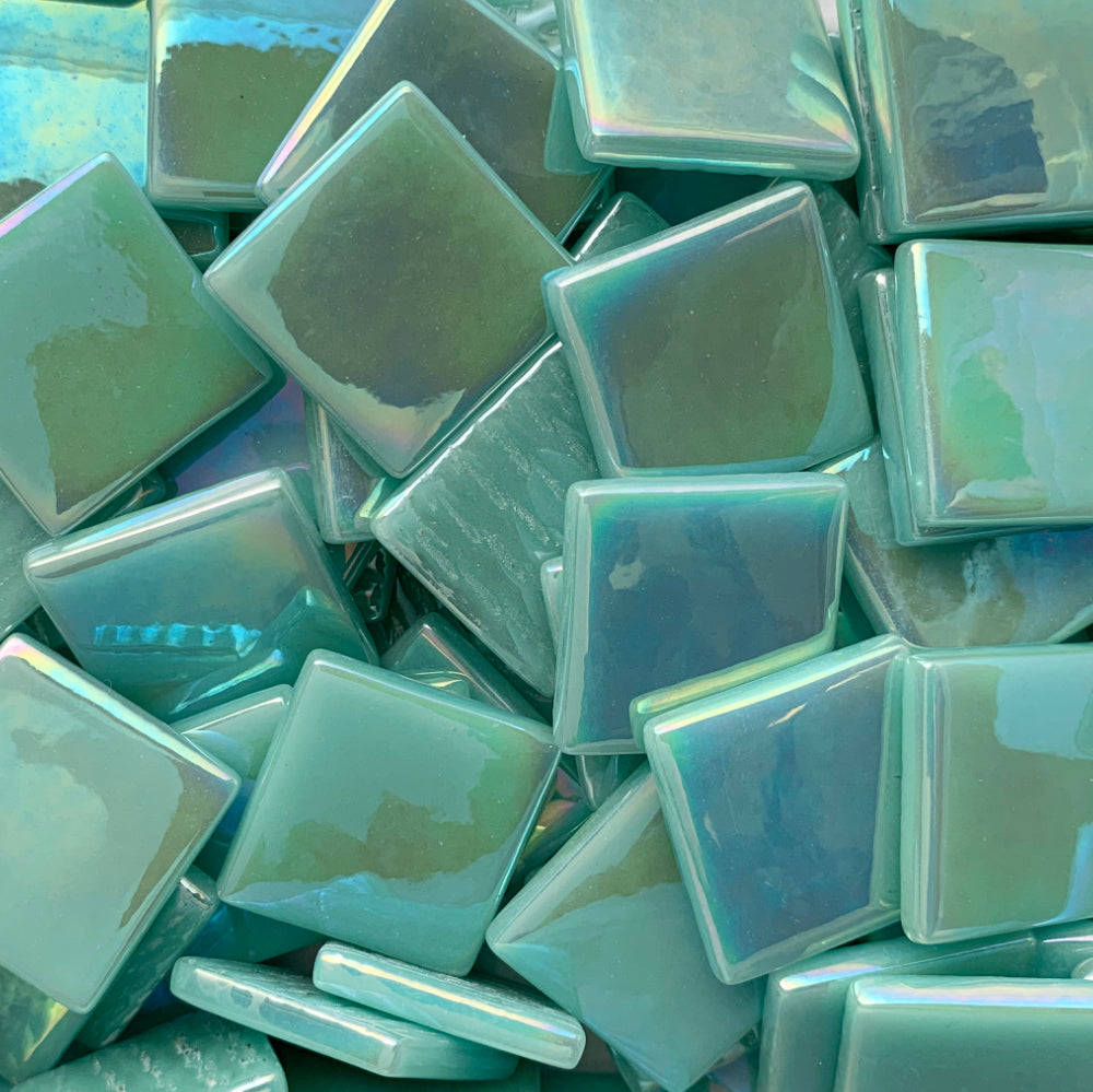 Pâtes de Verre Perlemor 25mm Lys Cyan