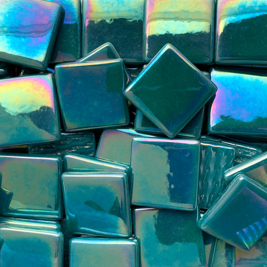 Fantasy Glas Perle 25mm  Dunkel Cyan