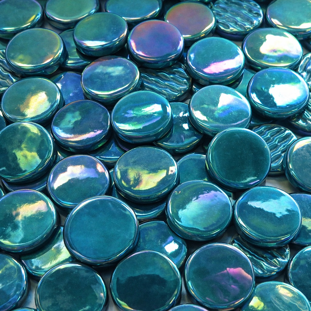Glas-Pastillen Perle 18mm  Dunkles Cyan 