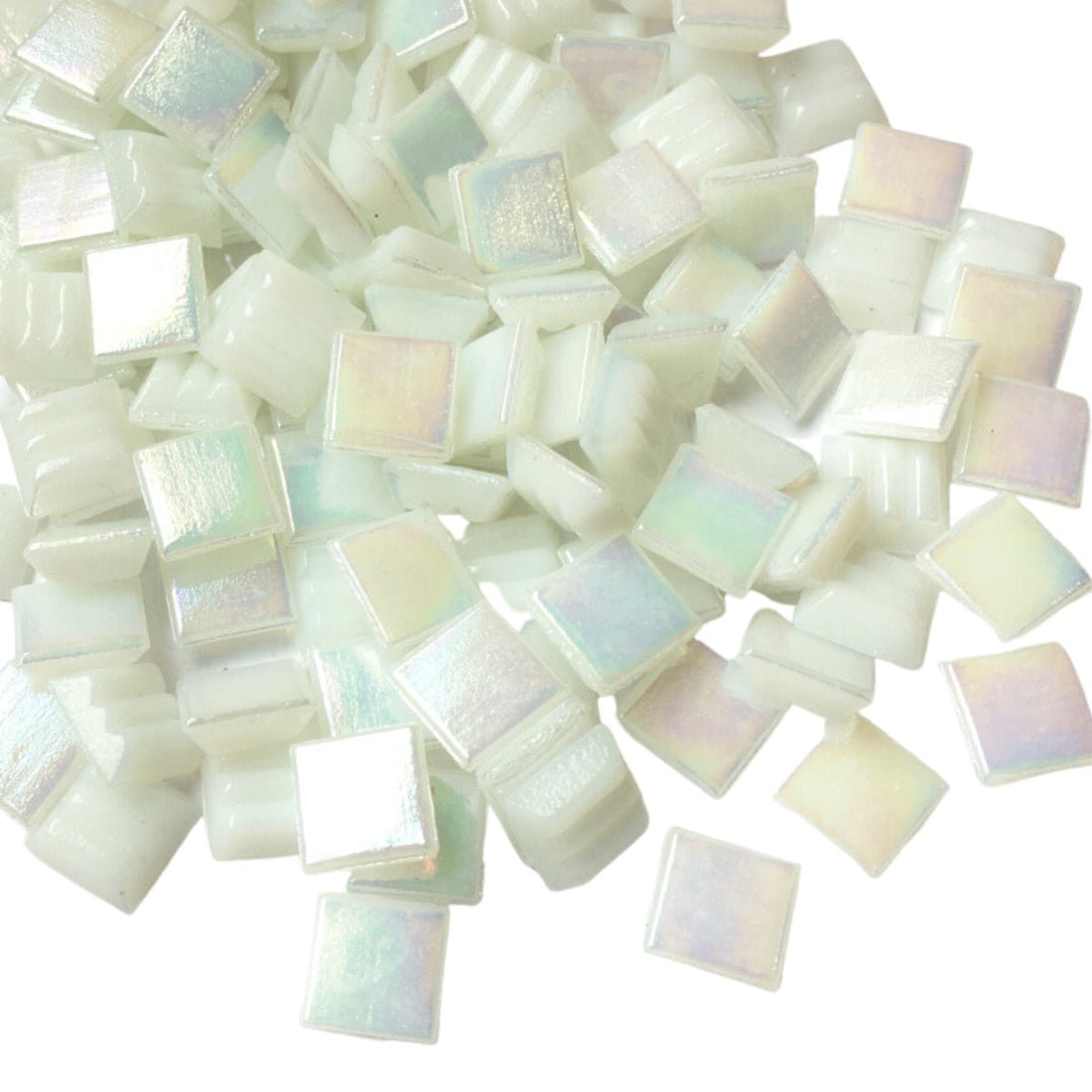 Irisoiva lasimosaiikki 10mm timantinvalkoinen - mosaicshop