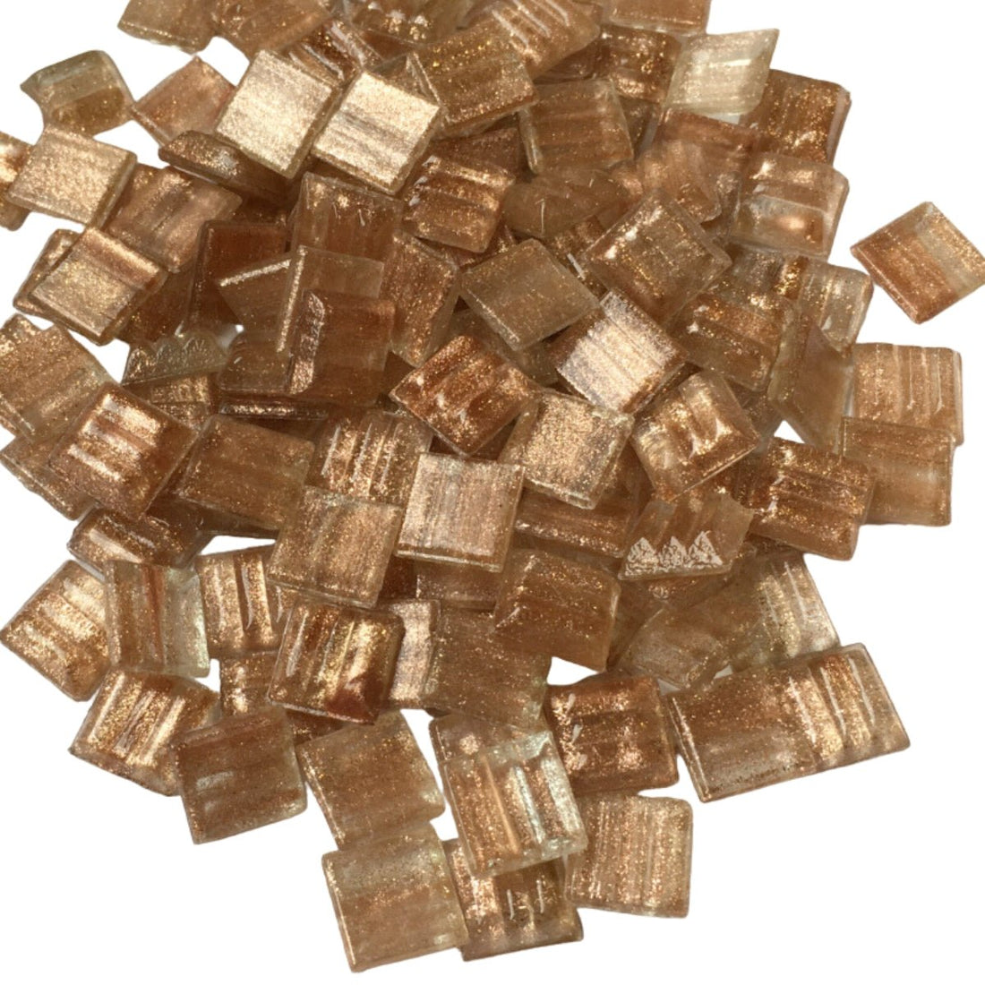Kultasuoninen lasimosaiikki 10mm vaalea kuparinen - mosaicshop