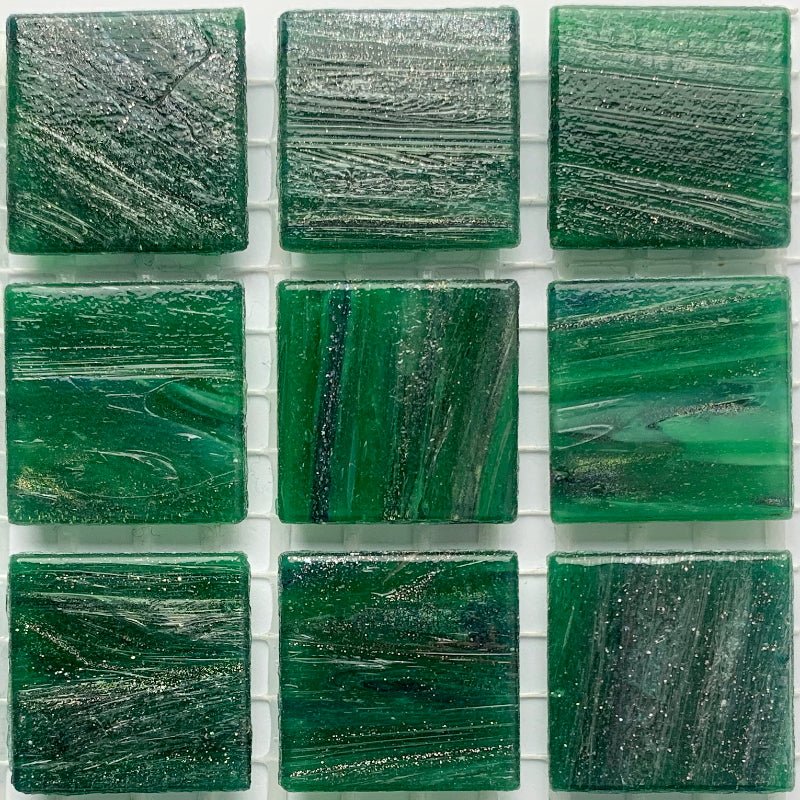 Kultasuoninen lasimosaiikki 20mm metsänvihreä - mosaicshop
