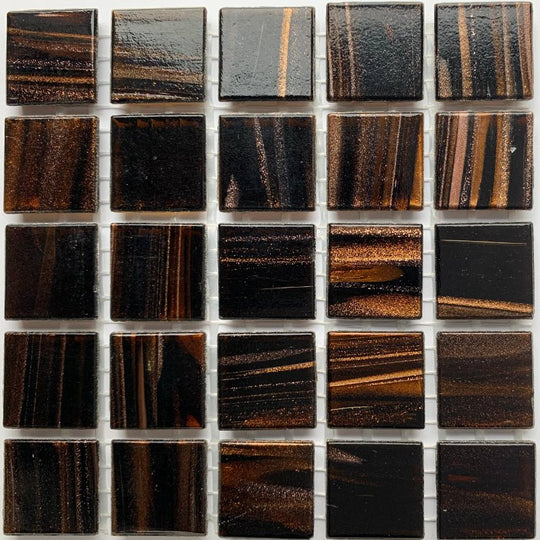 Glasmosaik med Guldådring 20mm Choklad