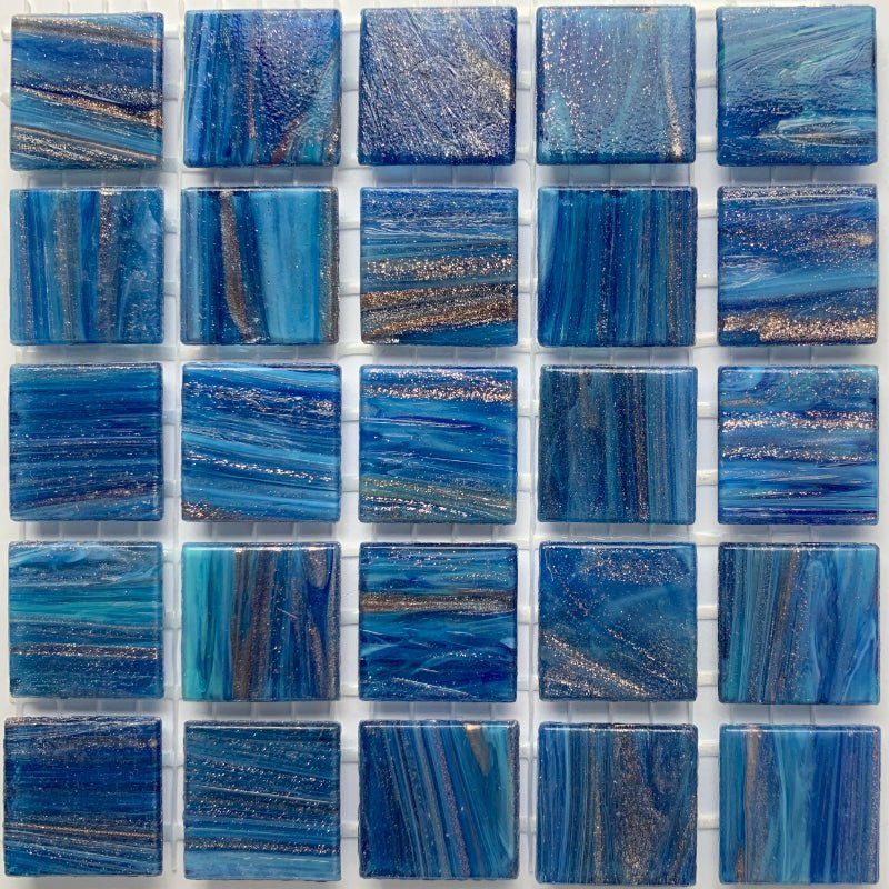 Kultasuoninen lasimosaiikki 20mm taivaansininen - mosaicshop