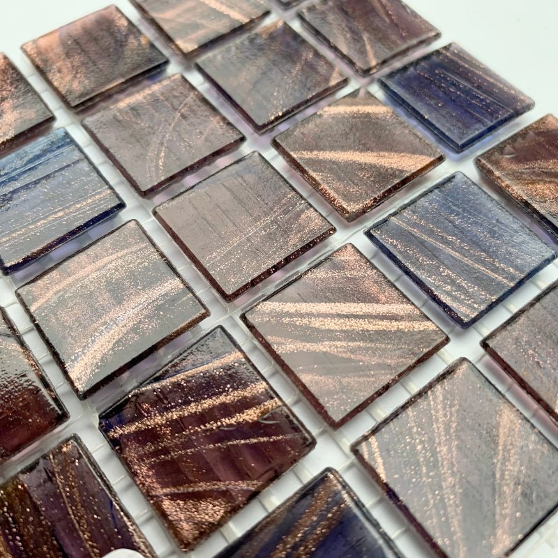 Kultasuoninen lasimosaiikki 20mm indigo - mosaicshop