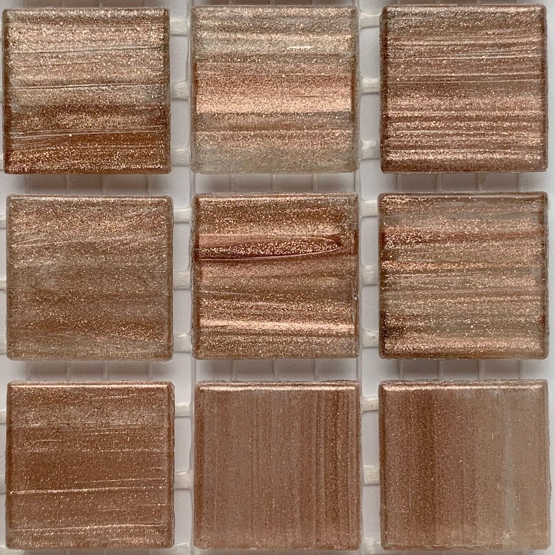 Kultasuoninen lasimosaiikki 20mm vaalea kuparinen - mosaicshop