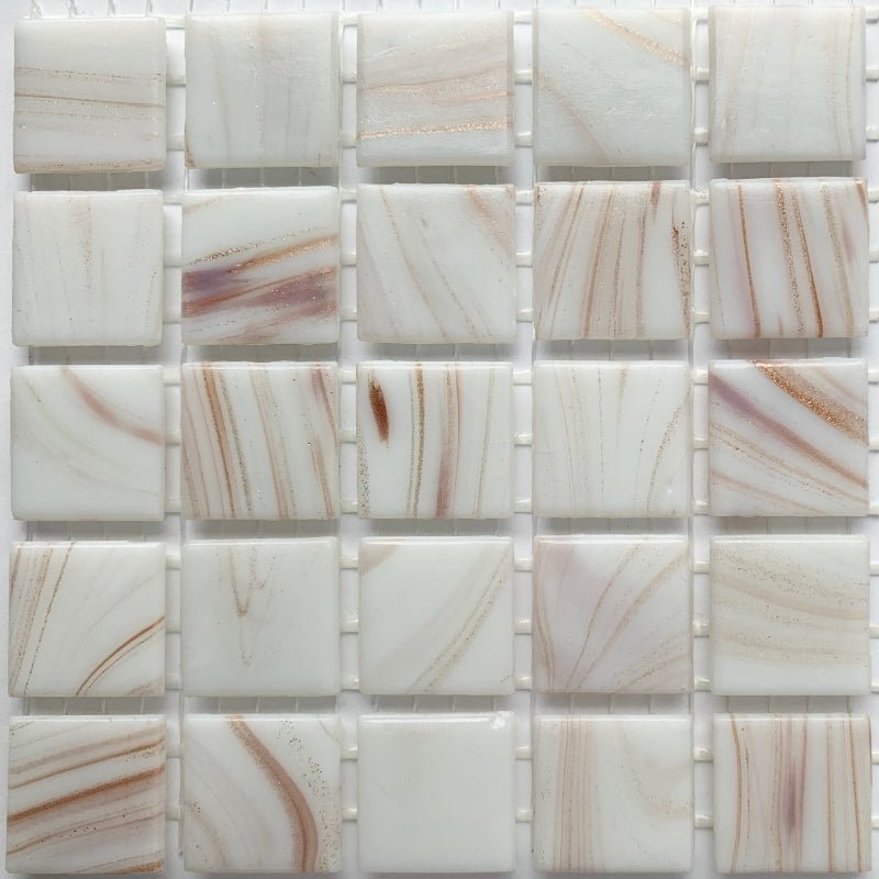 Kultasuoninen lasimosaiikki 20mm valkokulta - mosaicshop