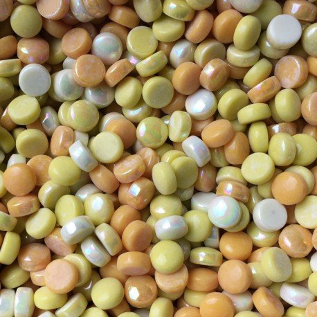 Lasimosaiikki – Lasinapit 12mm keltainen sekoitus - mosaicshop