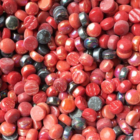 Lasimosaiikki – Lasinapit 12mm punainen sekoitus - mosaicshop