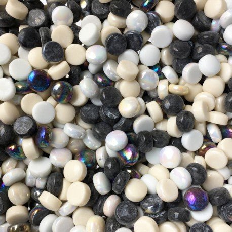 Lasimosaiikki – Lasinapit 12mm musta/valkoinen sekoitus - mosaicshop