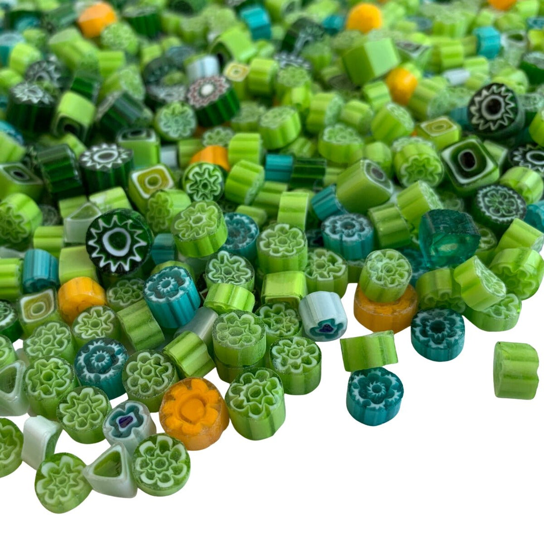 Lasimosaiikki – Millefiori vihreä sekoitus - mosaicshop