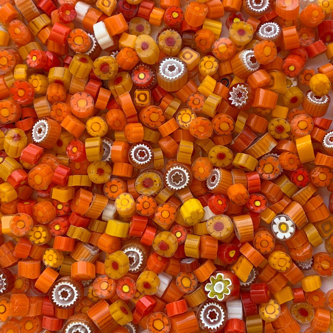 Lasimosaiikki – Millefiori oranssi sekoitus - mosaicshop