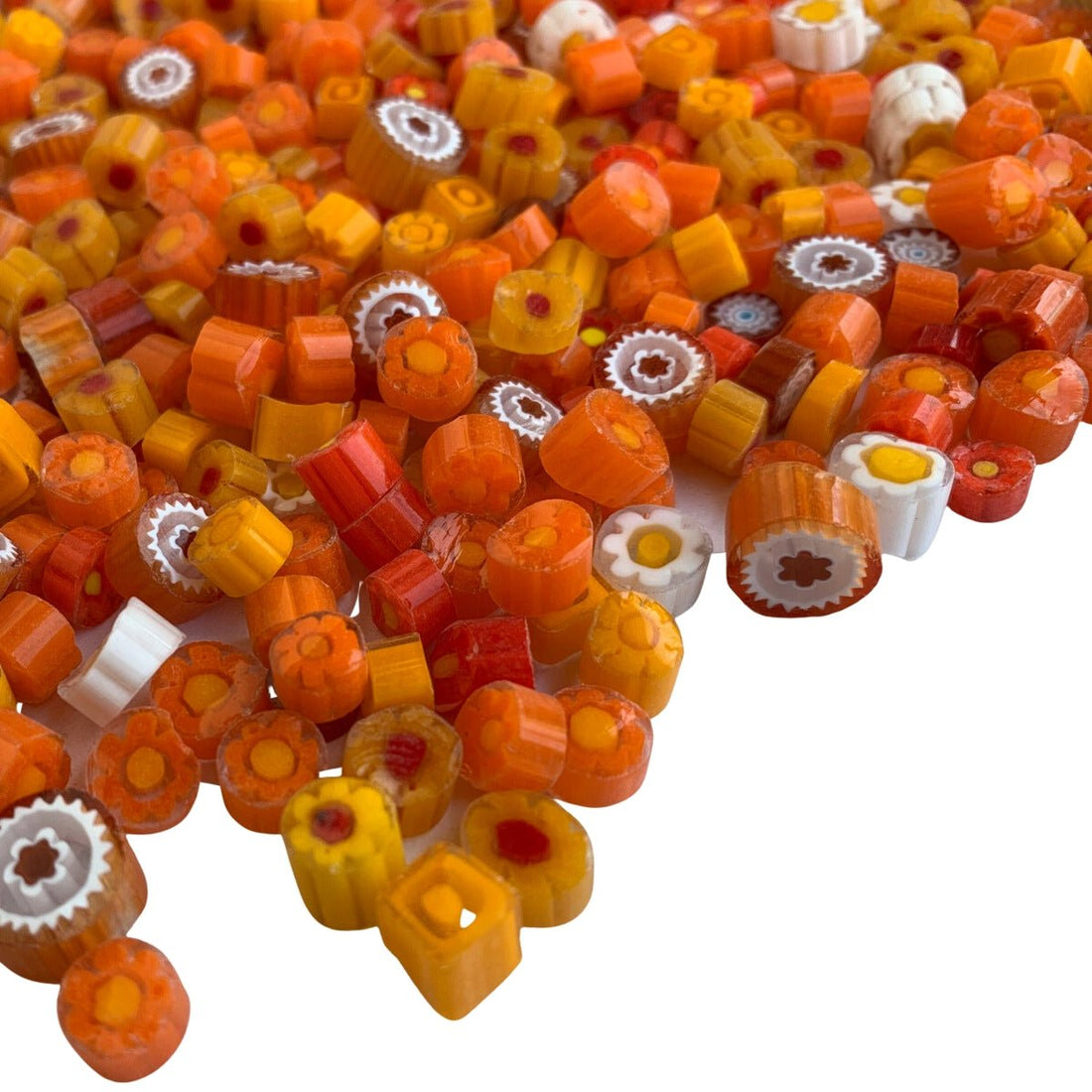 Lasimosaiikki – Millefiori oranssi sekoitus - mosaicshop