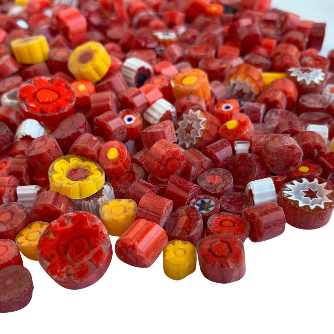 Lasimosaiikki – Millefiori punainen sekoitus - mosaicshop