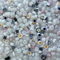 Lasimosaiikki – Millefiori valkoinen sekoitus - mosaicshop