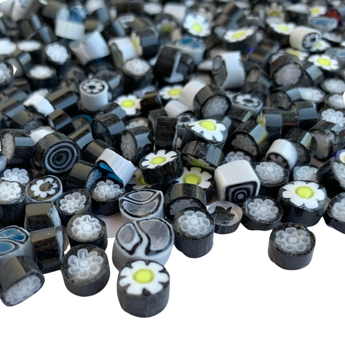Lasimosaiikki – Millefiori musta sekoitus - mosaicshop