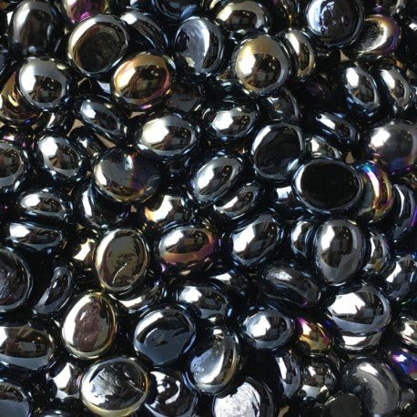 Glasnuggets 9-13mm  Opal-Schwarz