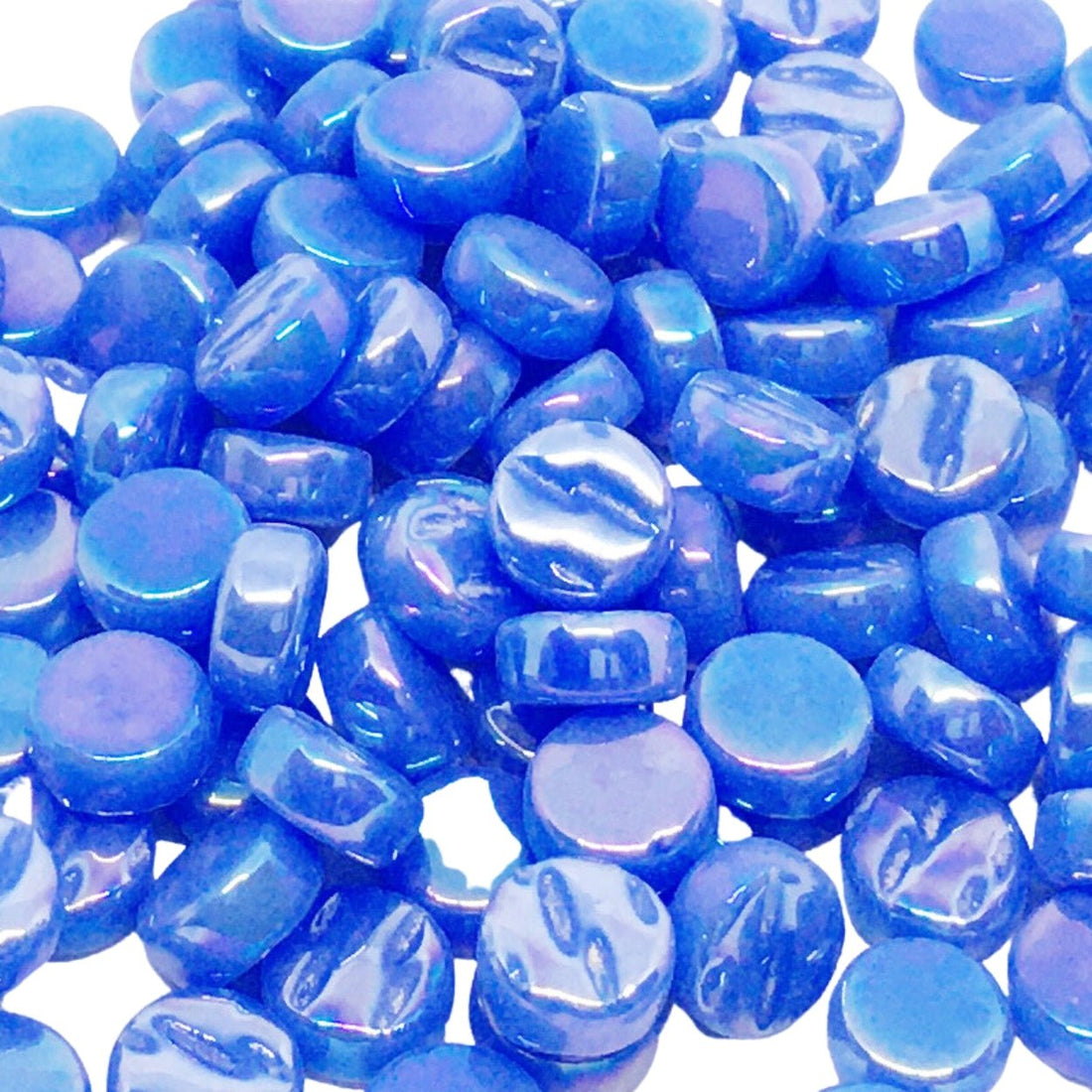 Lasimosaiikki – Helmiäishohtoiset minipyörylät 8mm sininen - mosaicshop
