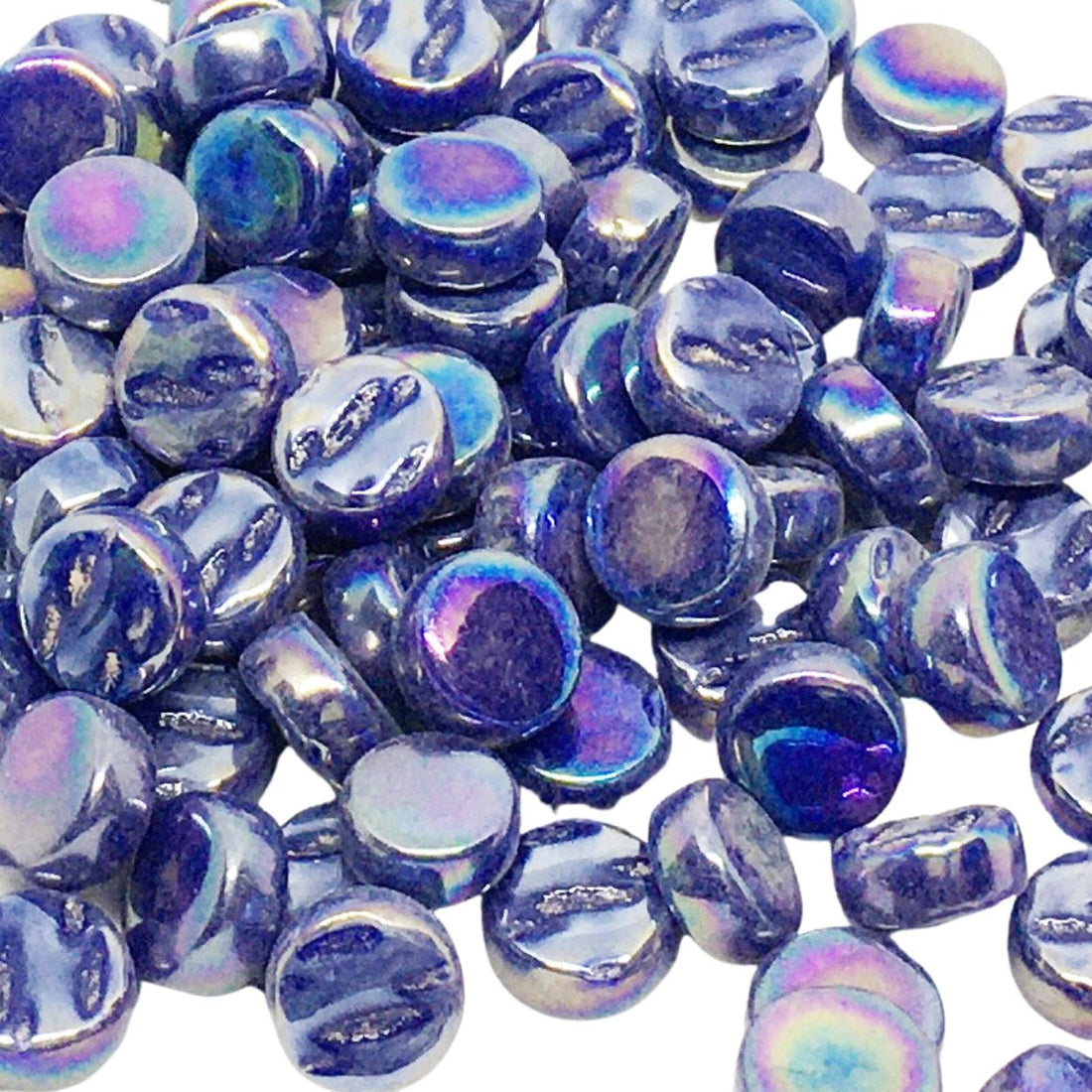 Lasimosaiikki – Helmiäishohtoiset minipyörylät 8mm kuninkaansininen - mosaicshop