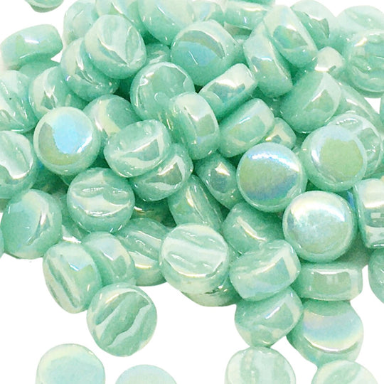 Mini Rondjes Parelmoer 8mm Licht Cyaan
