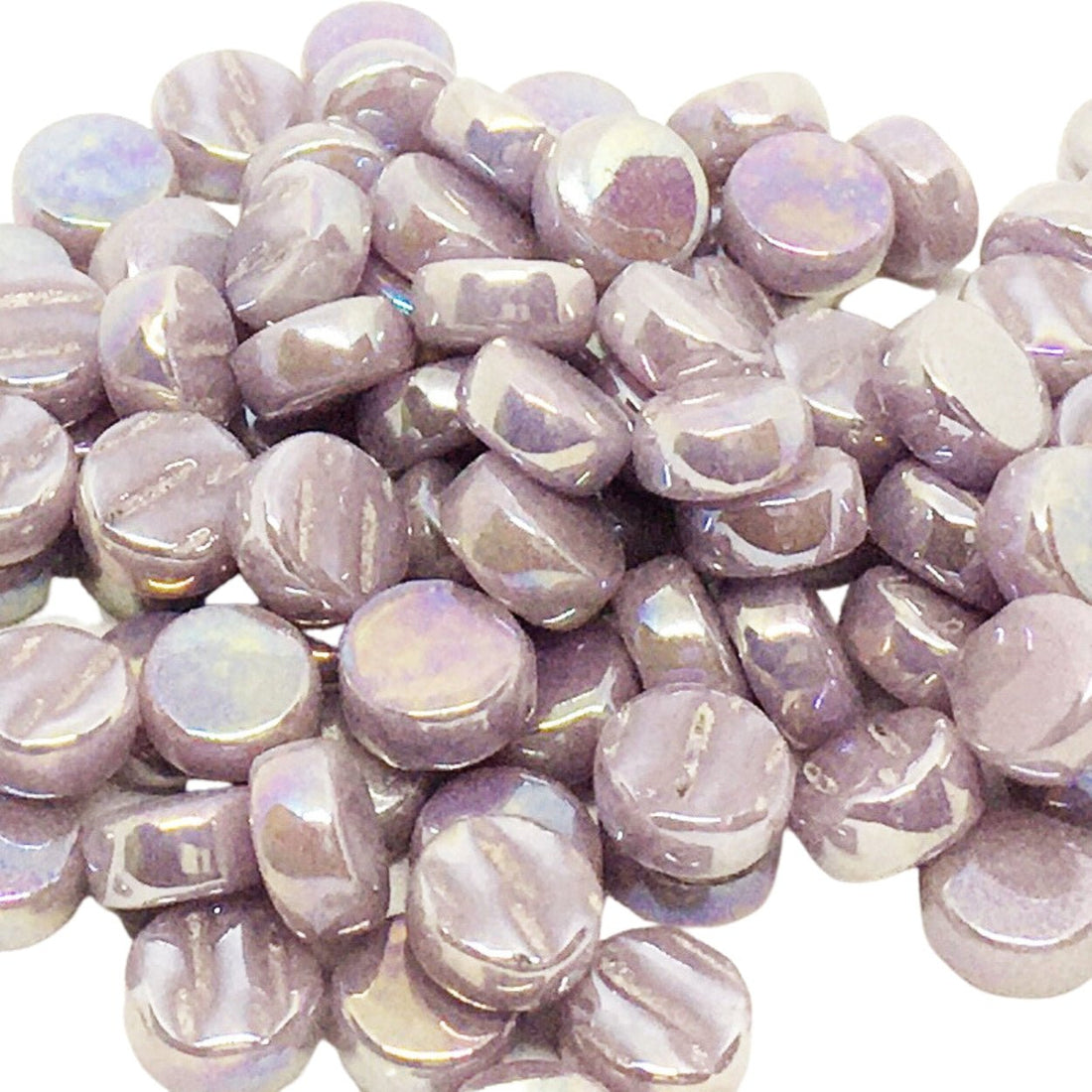 Lasimosaiikki – Helmiäishohtoiset minipyörylät 8mm liila - mosaicshop
