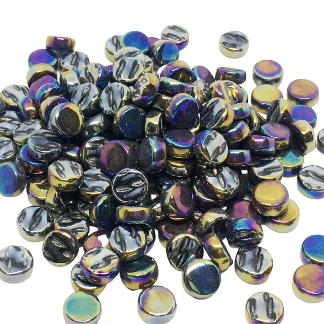 Lasimosaiikki – Helmiäishohtoiset minipyörylät 8mm opaalinmusta - mosaicshop