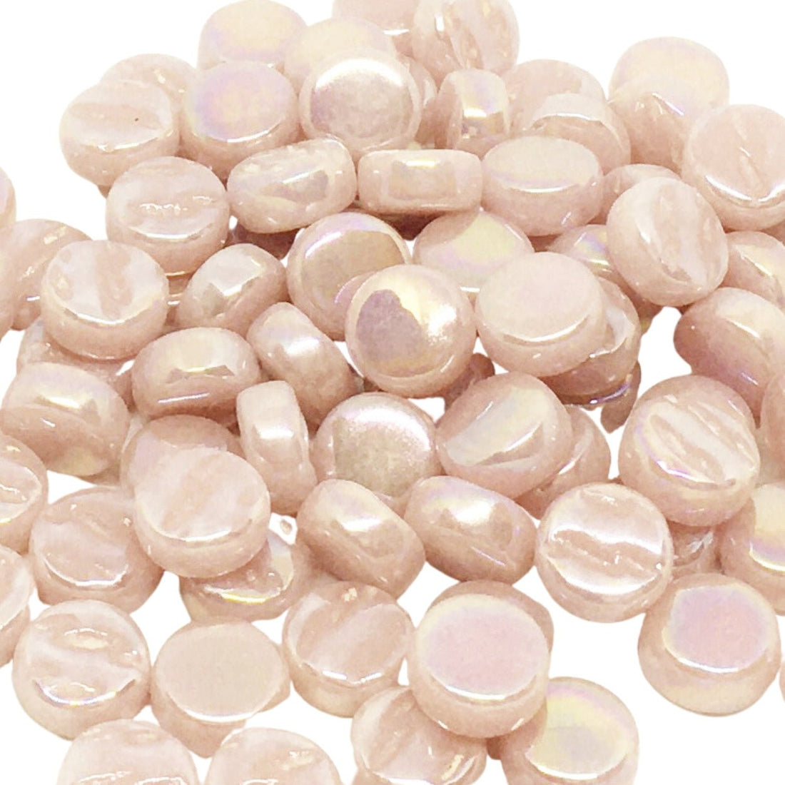 Lasimosaiikki – Helmiäishohtoiset minipyörylät 8mm ruusun terälehti - mosaicshop