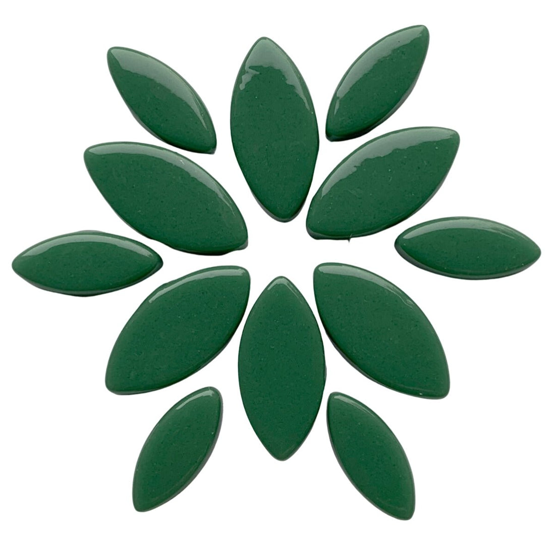 Lasimosaiikki – Ottoman-terälehdet kuusenvihreä - mosaicshop