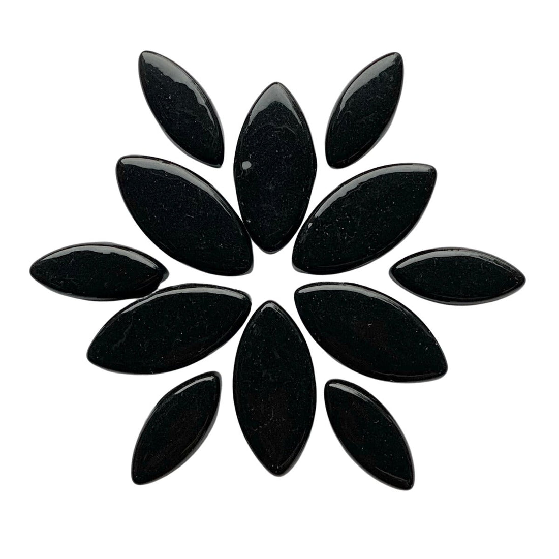 Lasimosaiikki – Ottoman-terälehdet musta - mosaicshop