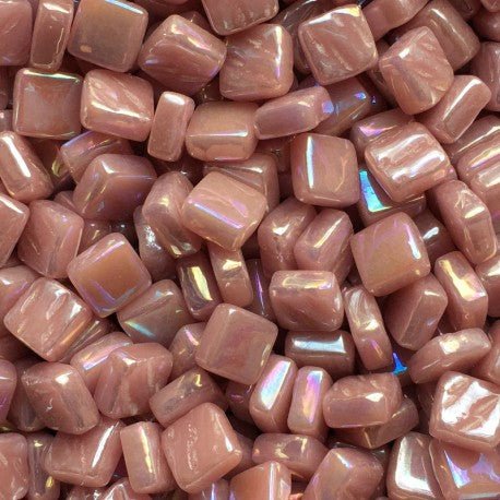 Lasimosaiikki – Helmiäishohtoinen Ottoman 8mm tumma vaaleanpunainen - mosaicshop