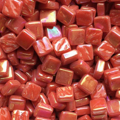 Lasimosaiikki – Helmiäishohtoinen Ottoman 8mm punainen - mosaicshop