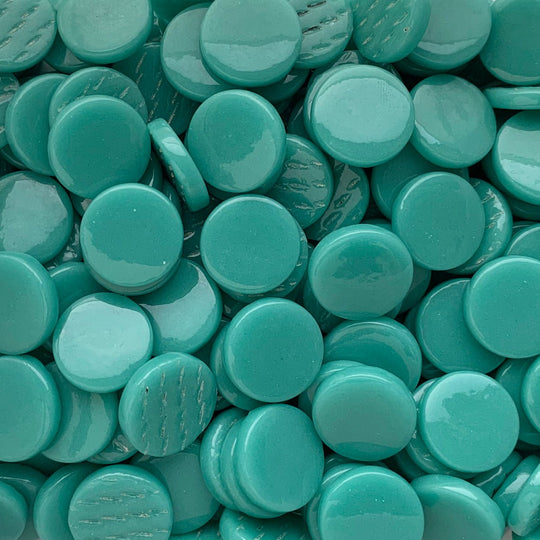 Rund Glasflise 18mm Cyan