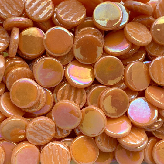Runda Glasplattor Pärlemor 18mm Opalorange